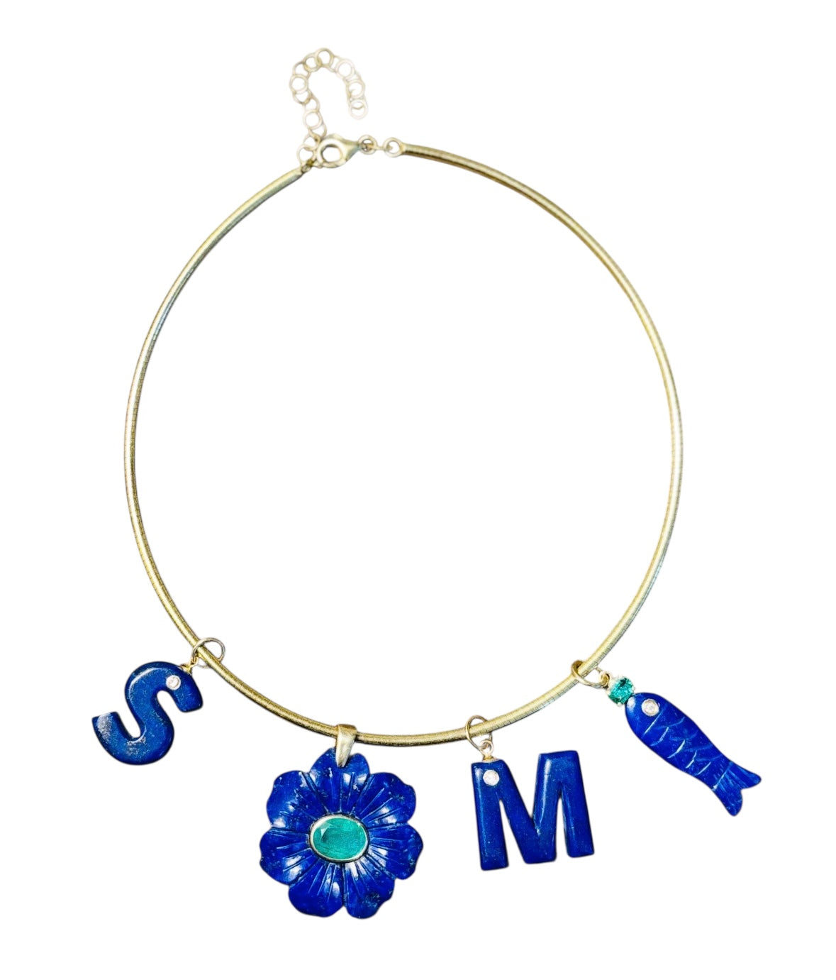 FLORA Pendant, Lapis with Emerald