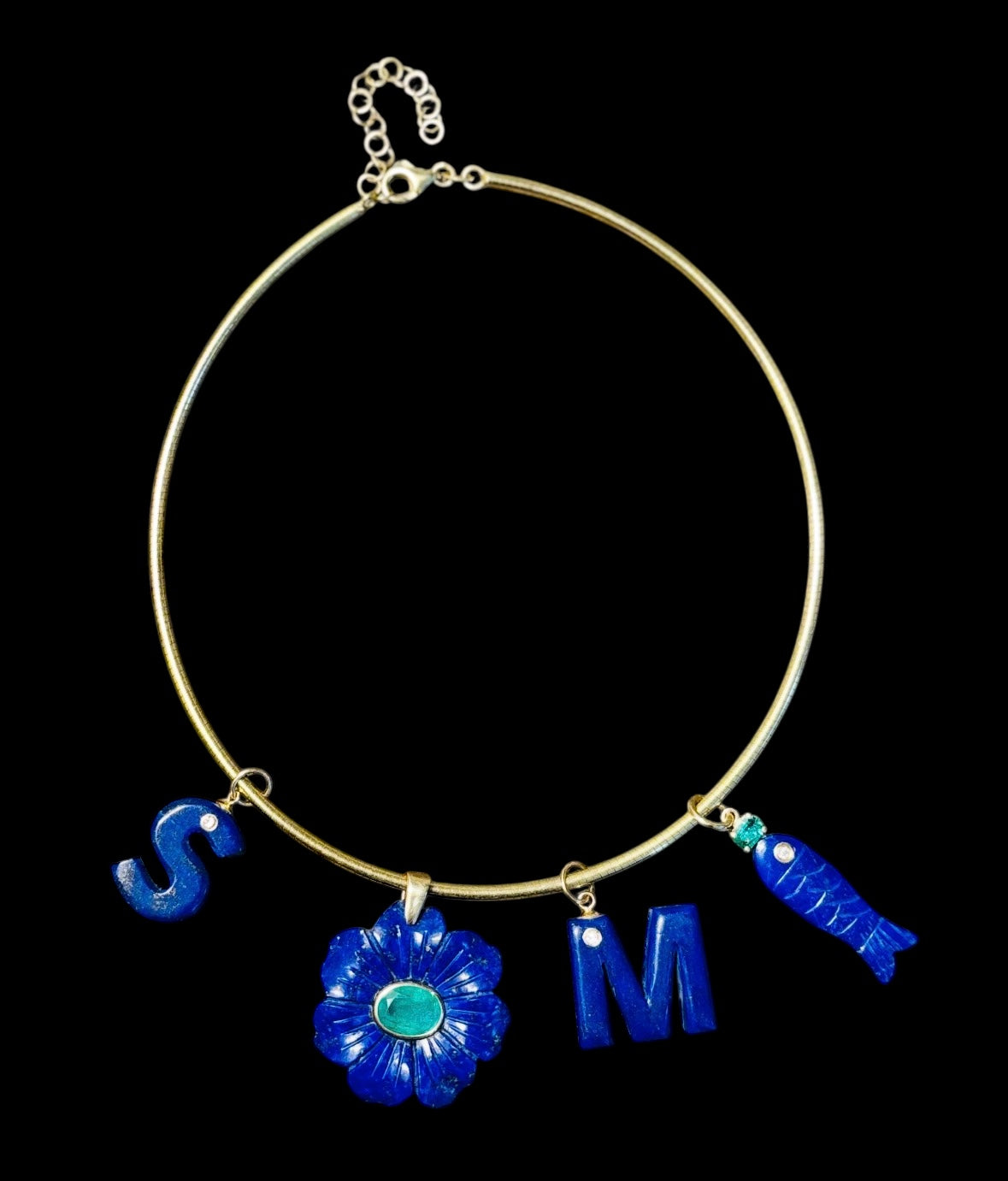 FLORA Pendant, Lapis with Emerald
