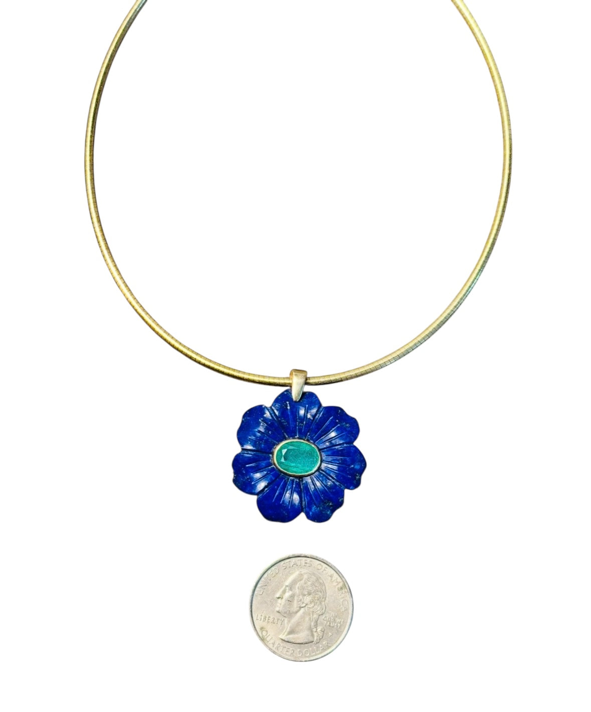 FLORA Pendant, Lapis with Emerald