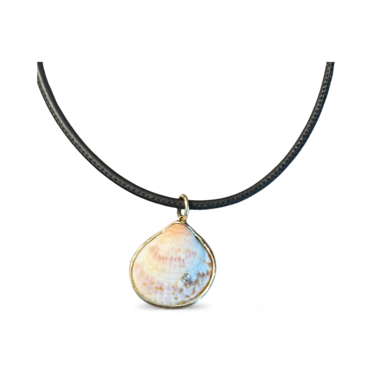 Natural Shell Pendant with Diamond