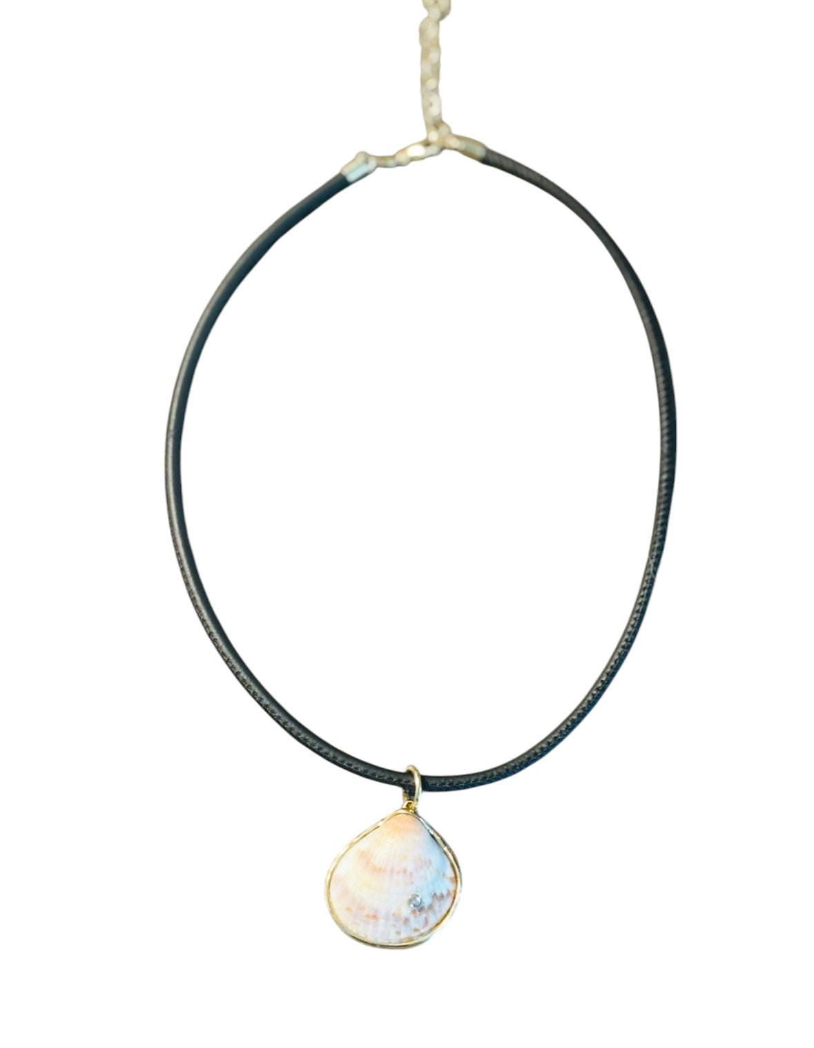 Natural Shell Pendant with Diamond