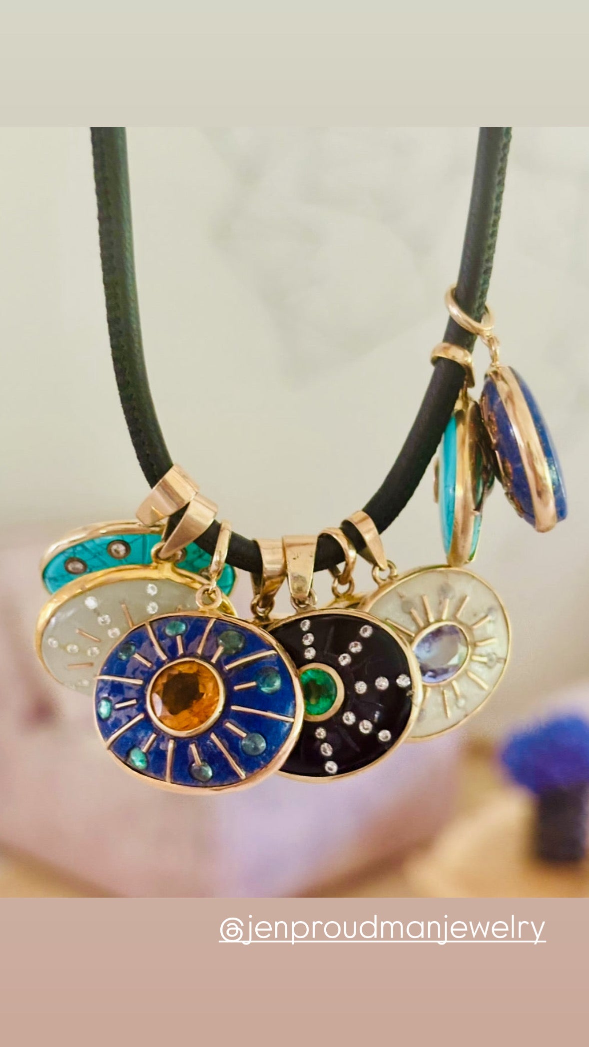SOL Pendant, Pyrite, Citrine & Red Diamonds