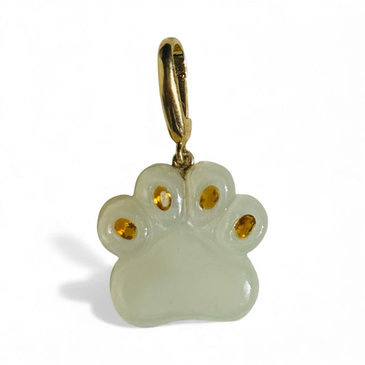 Dog Paw Pendant, Moonstone with Citrines