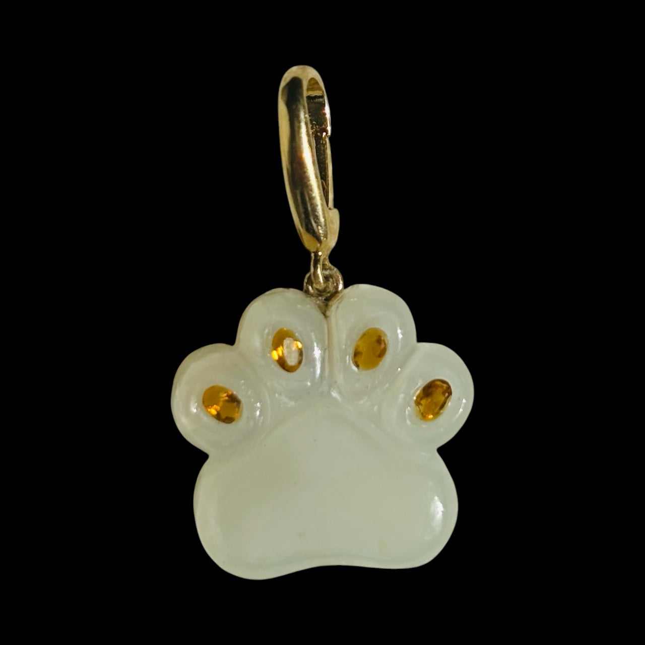 Dog Paw Pendant, Moonstone with Citrines