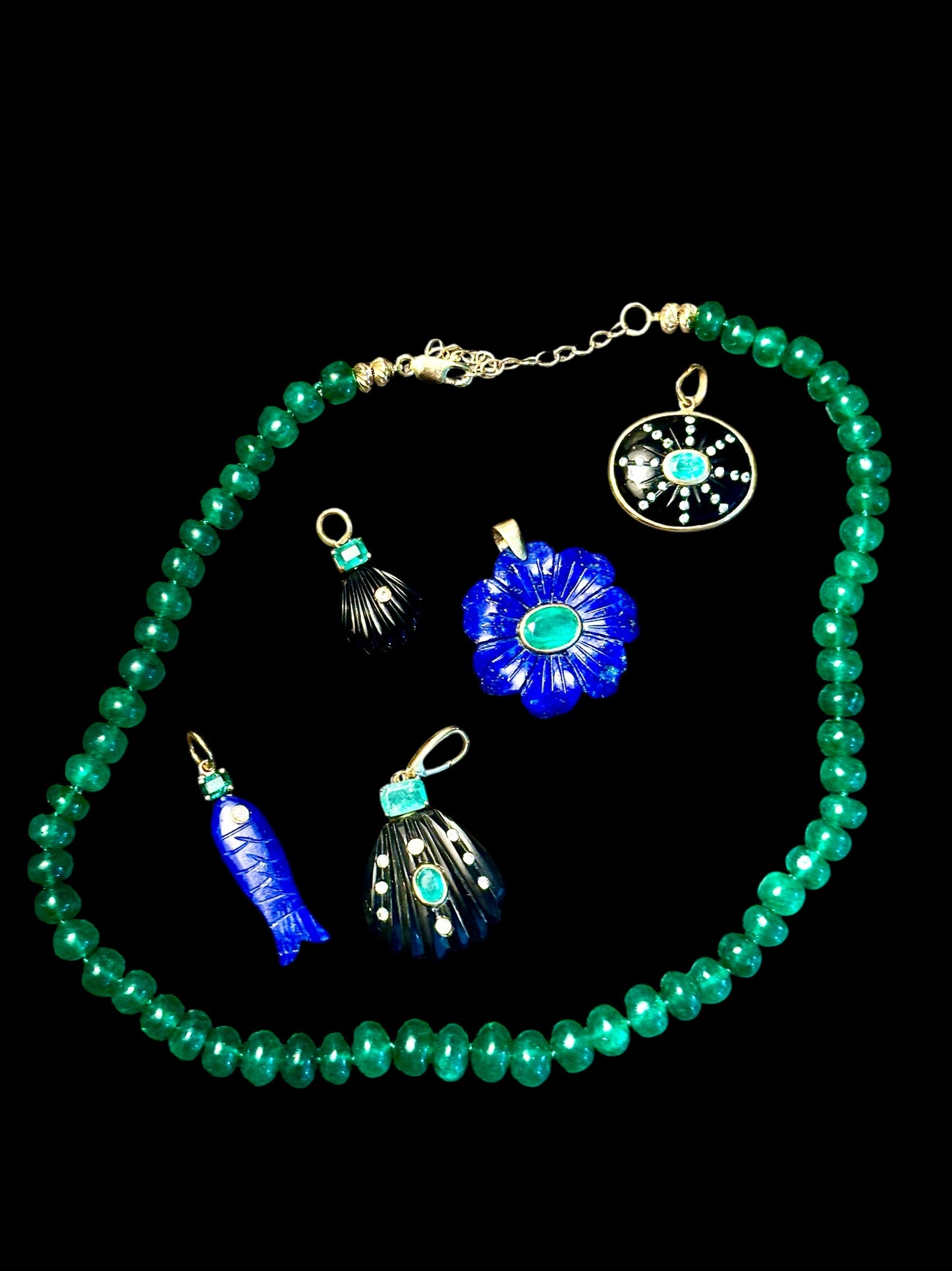 FLORA Pendant, Lapis with Emerald