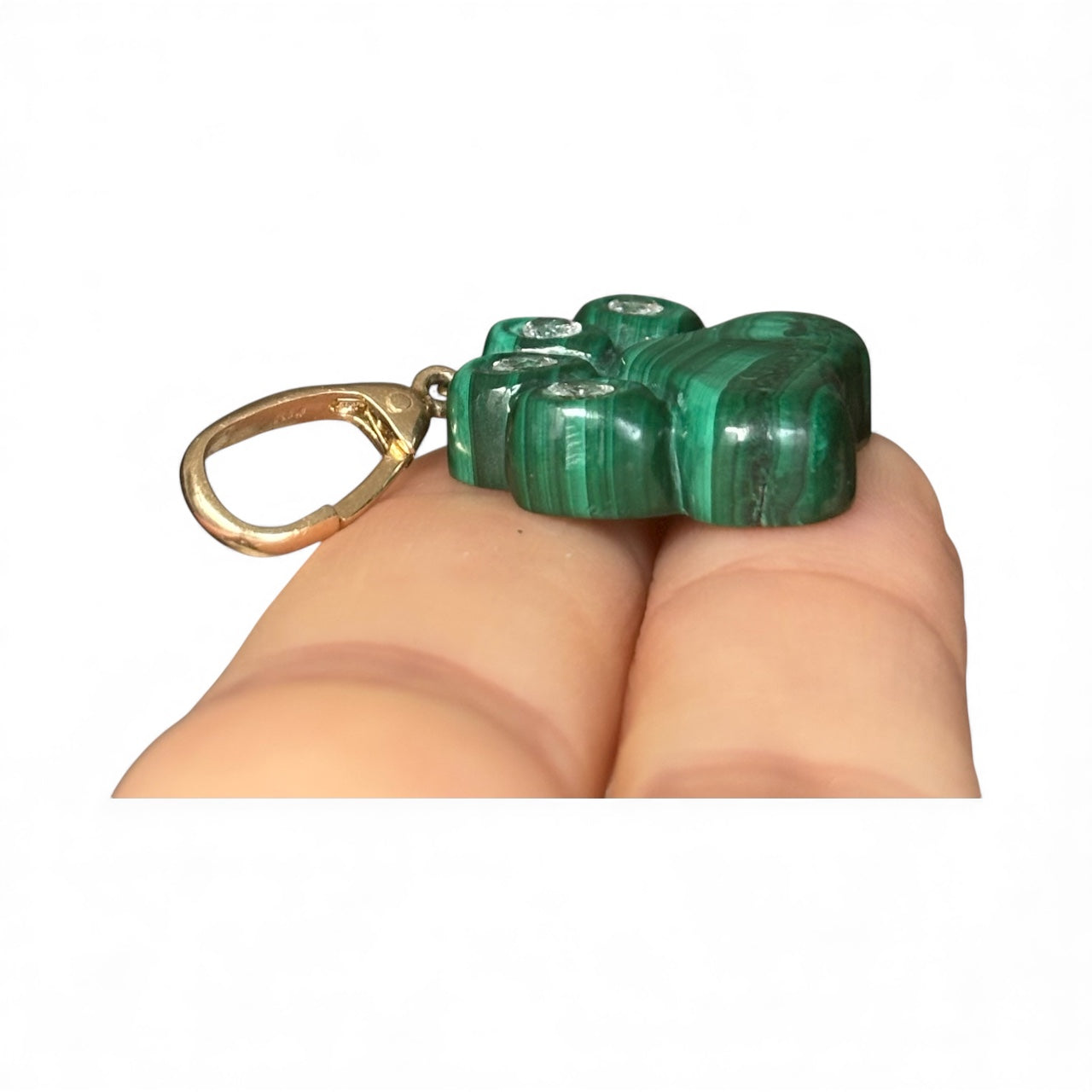 Dog Paw Pendant, Malachite & Diamonds