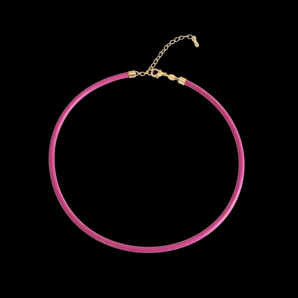 Pink Leather and 14k Gold Cord Necklace, with Extender