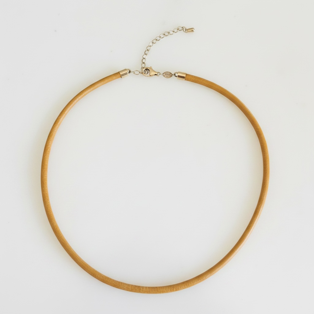 Camel Leather Cord with 14k Gold and Extender
