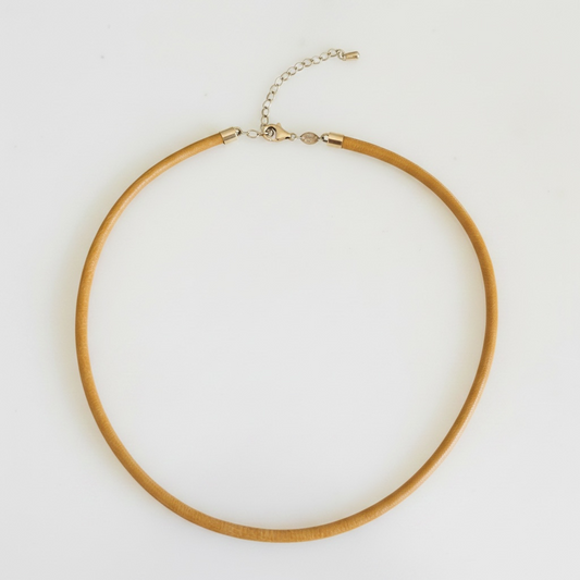 Camel Leather Cord with 14k Gold and Extender