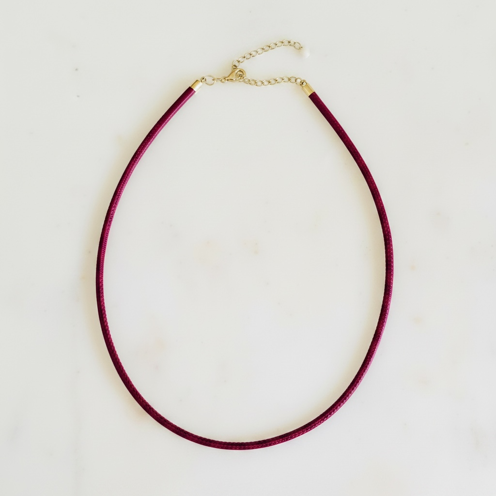Red Leather Cord Necklace with 18k Gold and Extender