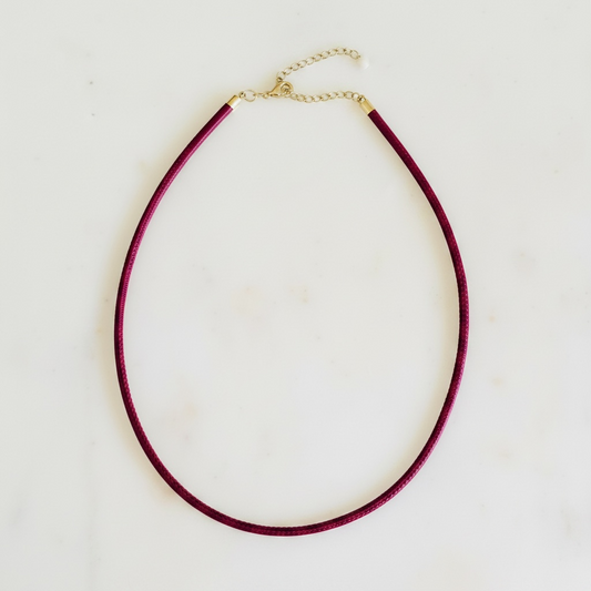 Red Leather Cord Necklace with 18k Gold and Extender