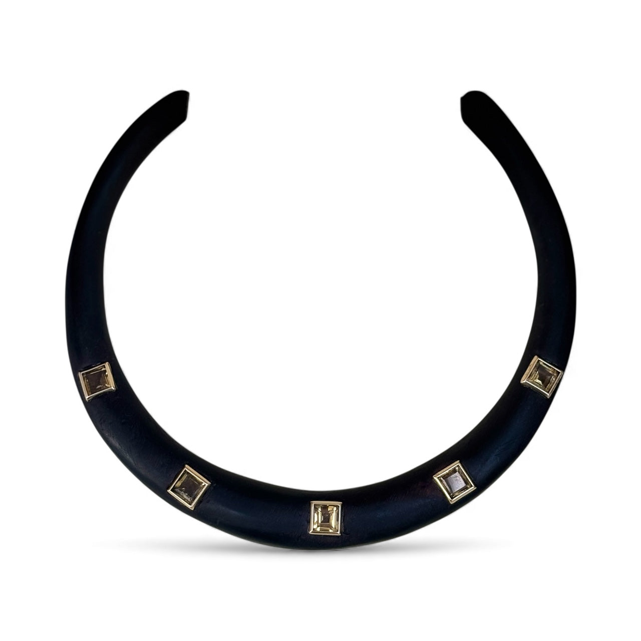 Wood & Citrine Collar Necklace