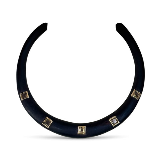 Wood & Citrine Collar Necklace