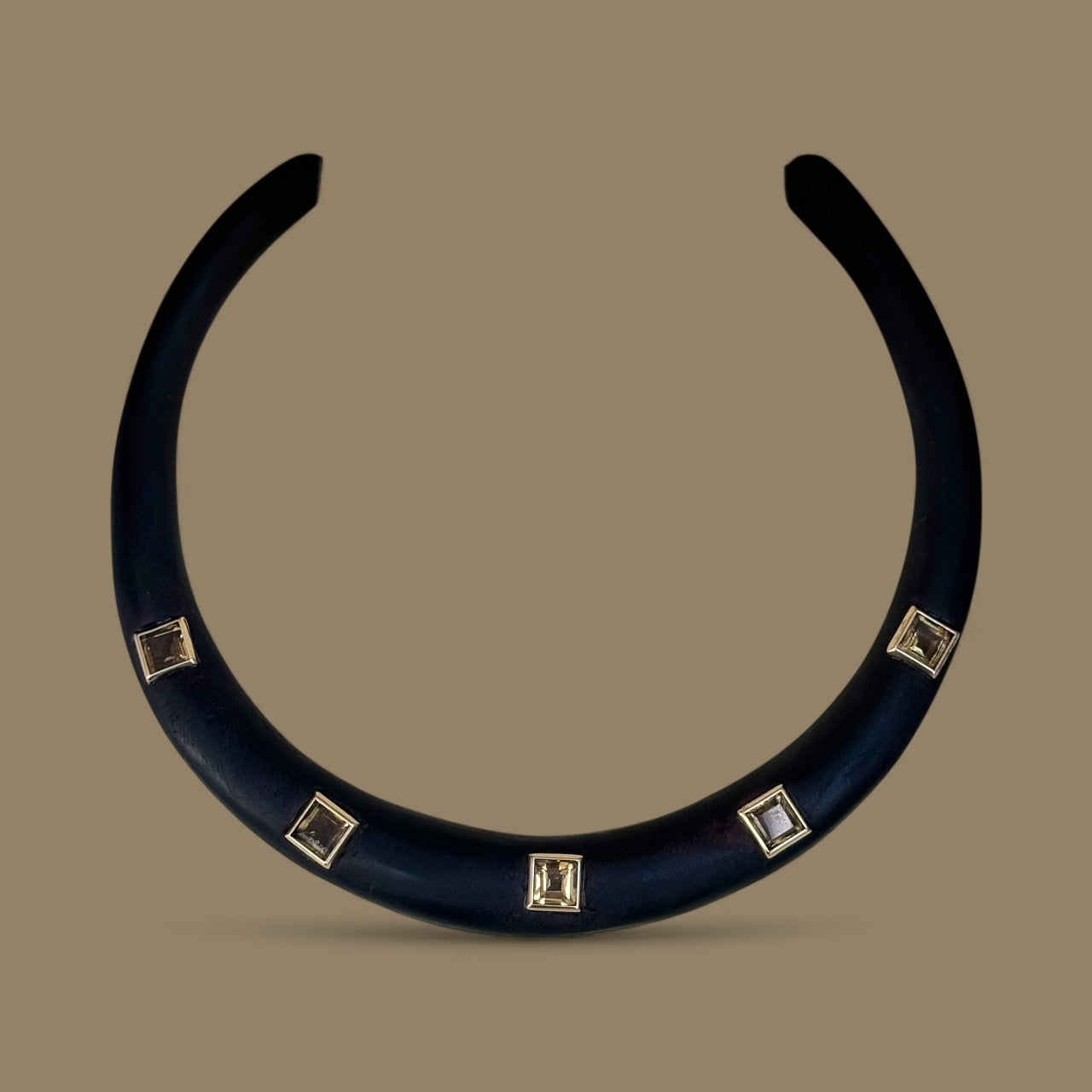Wood & Citrine Collar Necklace