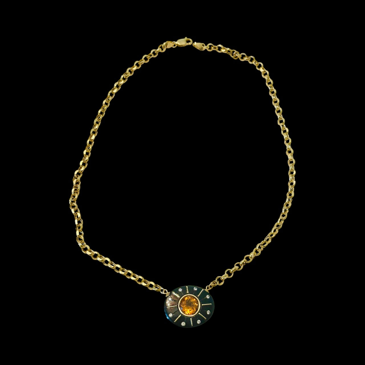SOL Necklace, Black Onyx with Citrine & Diamonds