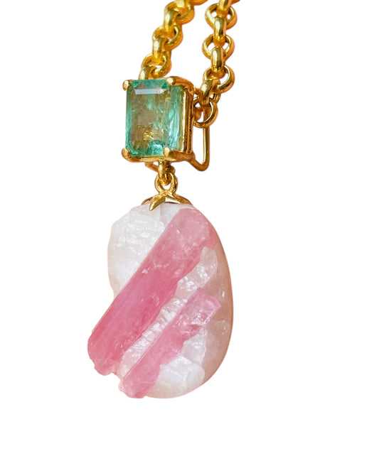 Candy Dish Pendant with Emerald Cut Emerald