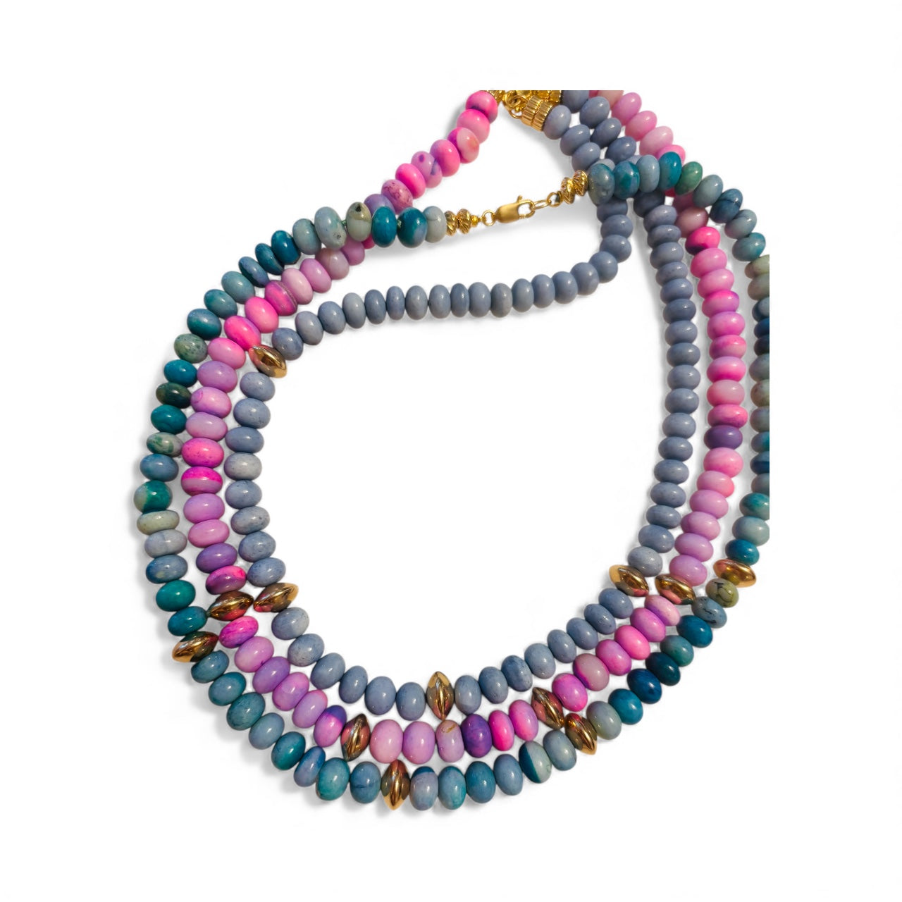 Pink/Lavender Opal Necklace with Gold