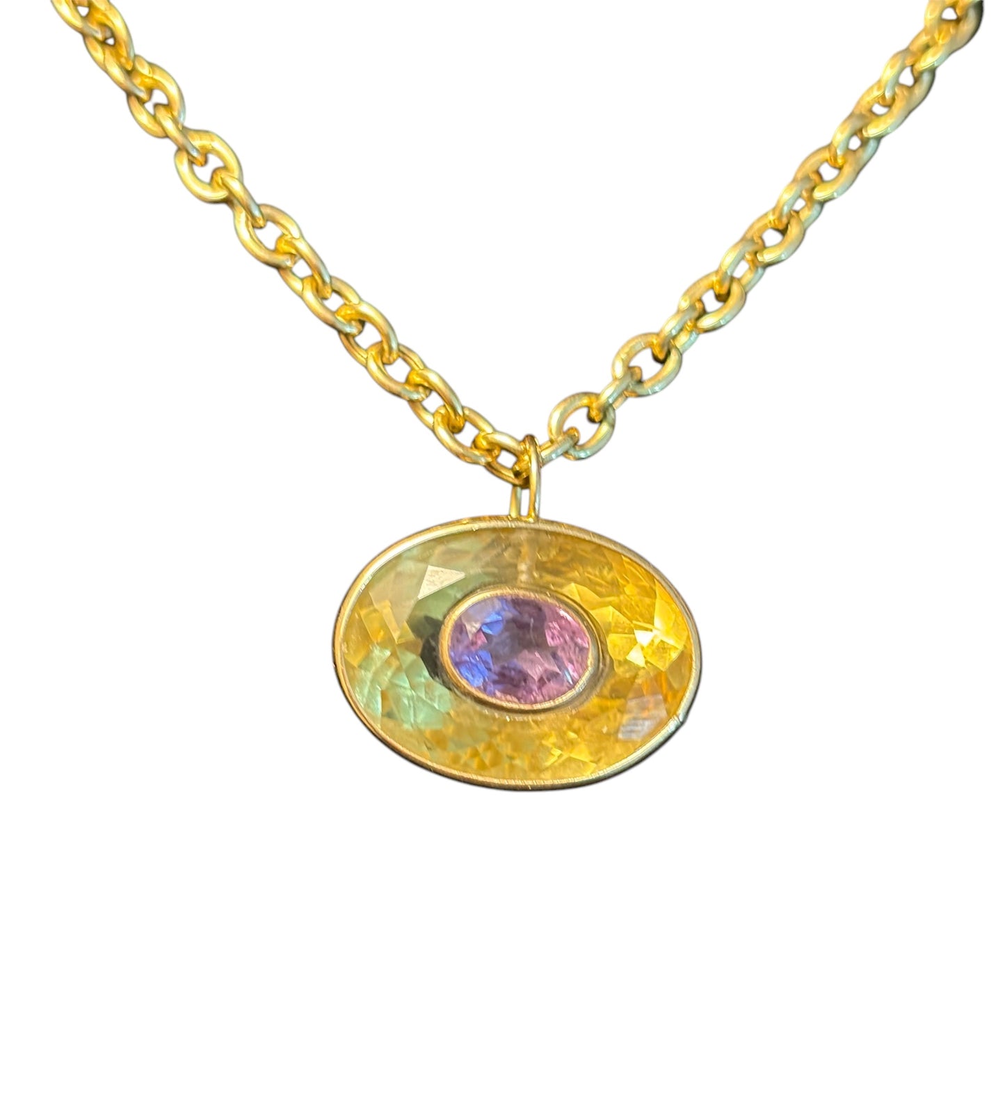 DISCO Pendant, citrine and amethyst