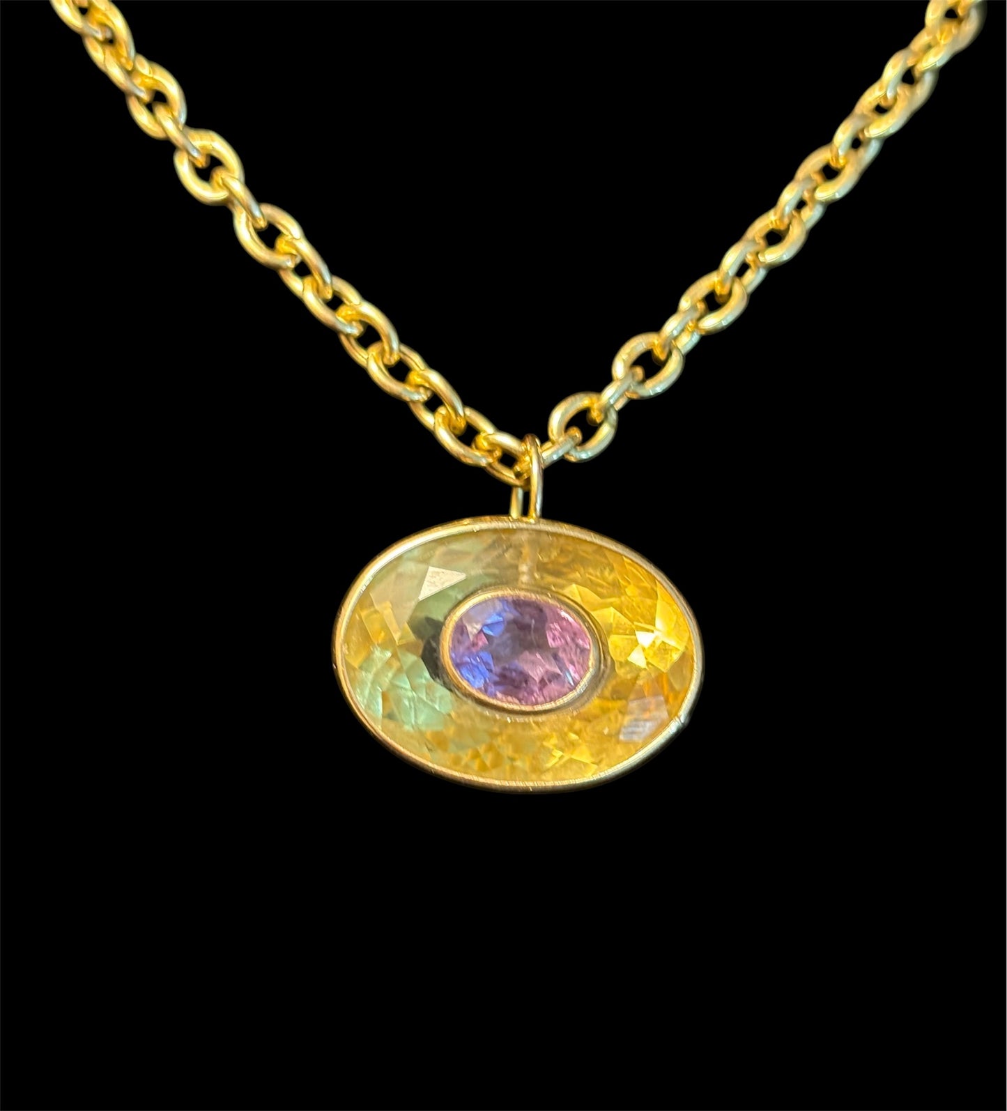 DISCO Pendant, citrine and amethyst