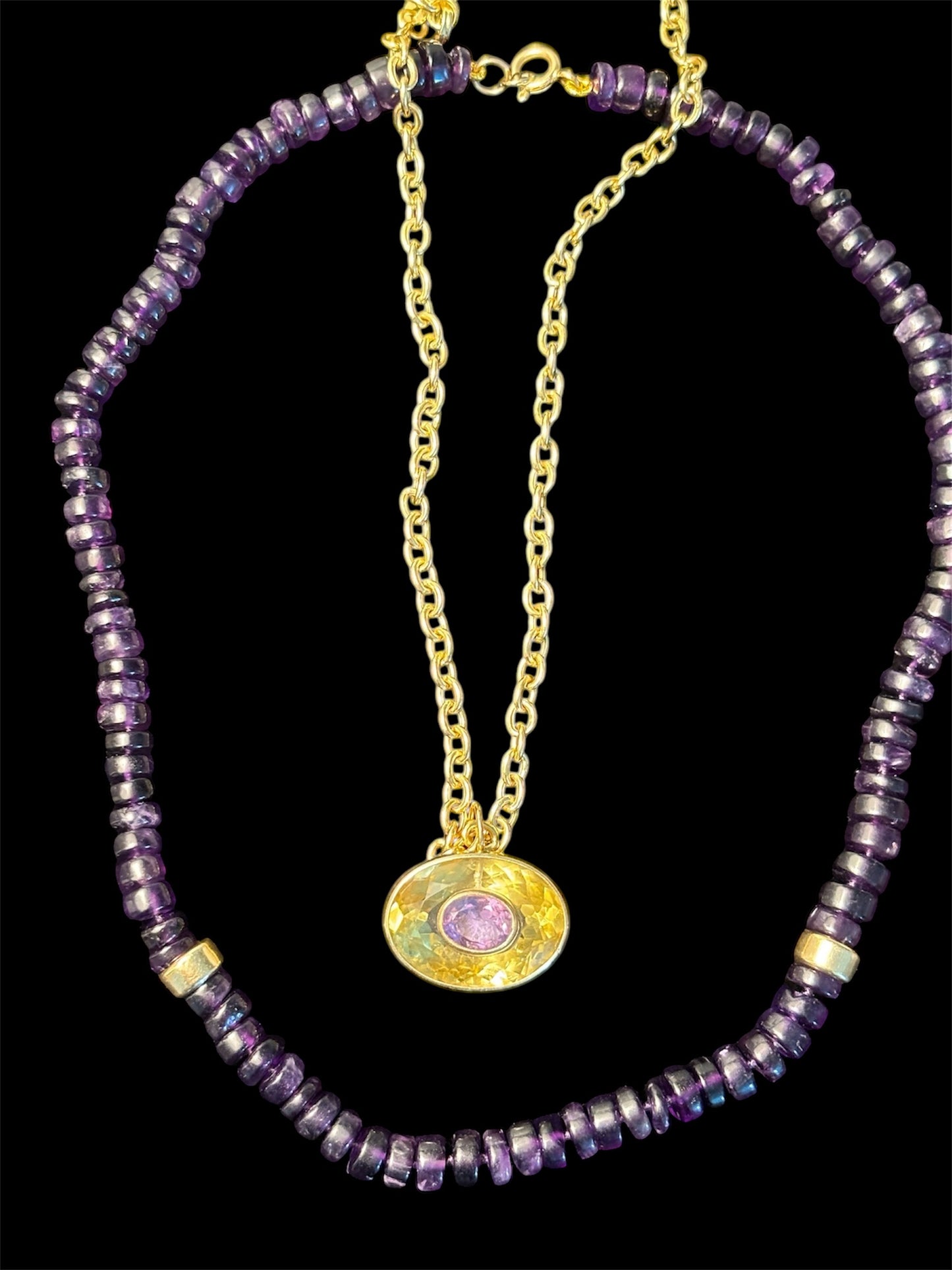 Amethyst and 14k gold necklace