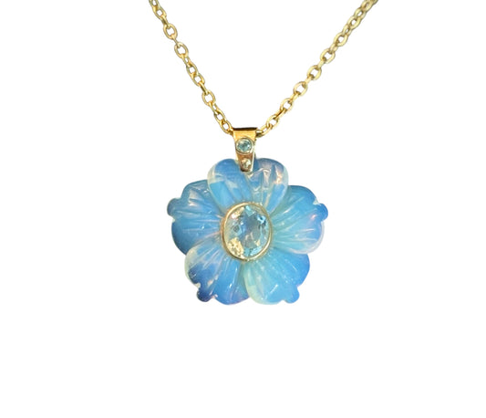 FLORA Pendant, opalite & blue topaz