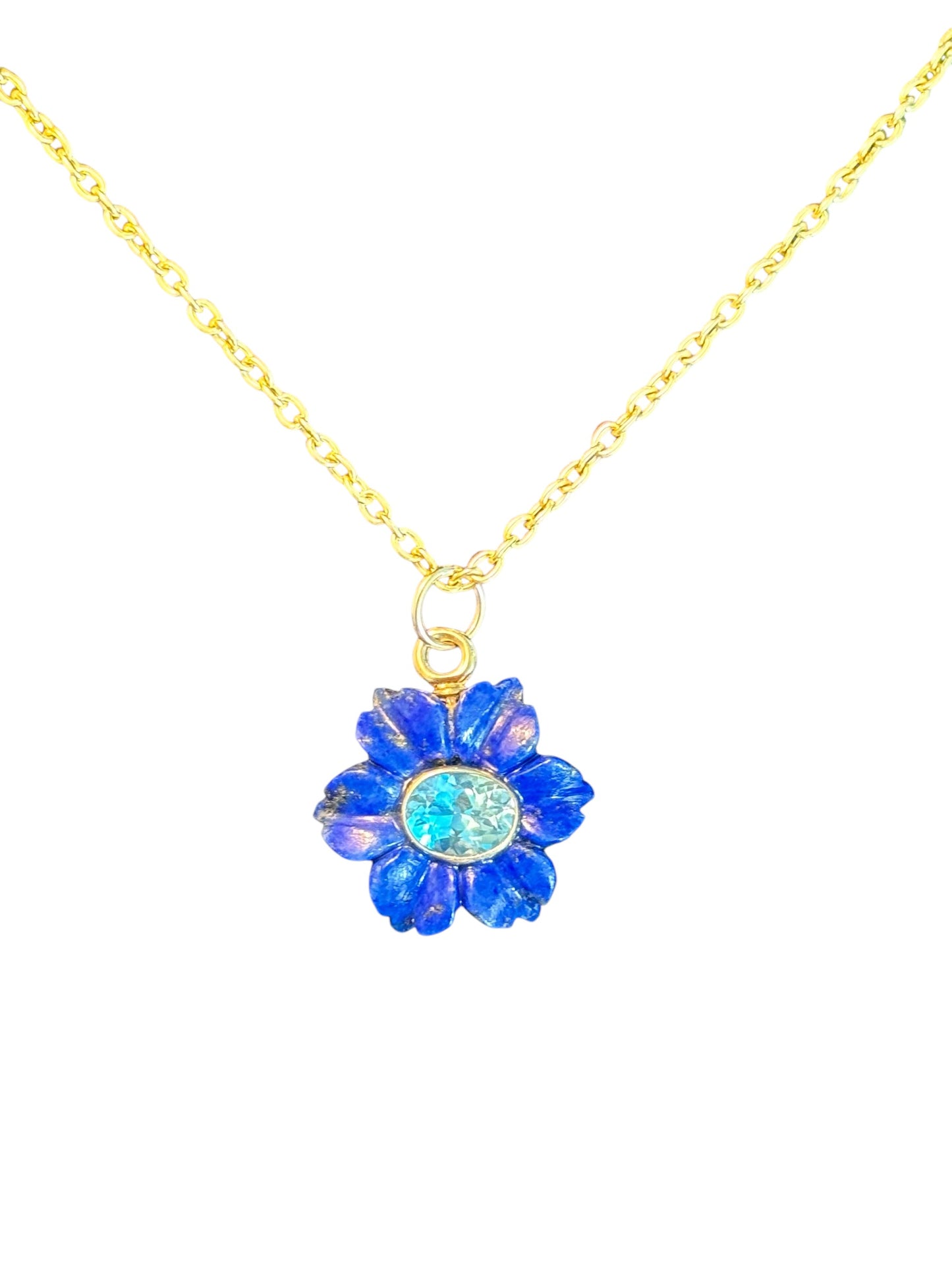 FLORA Pendant, lapis & blue topaz