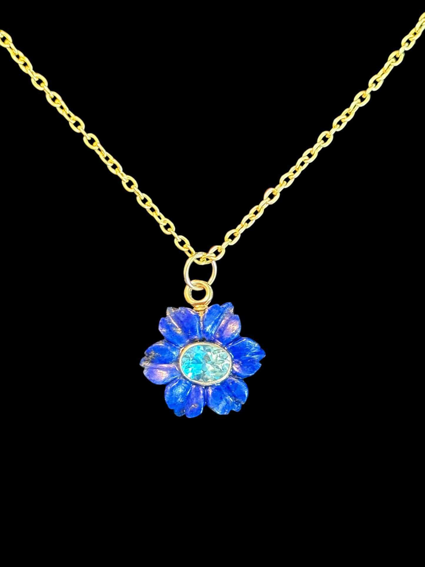 FLORA Pendant, lapis & blue topaz