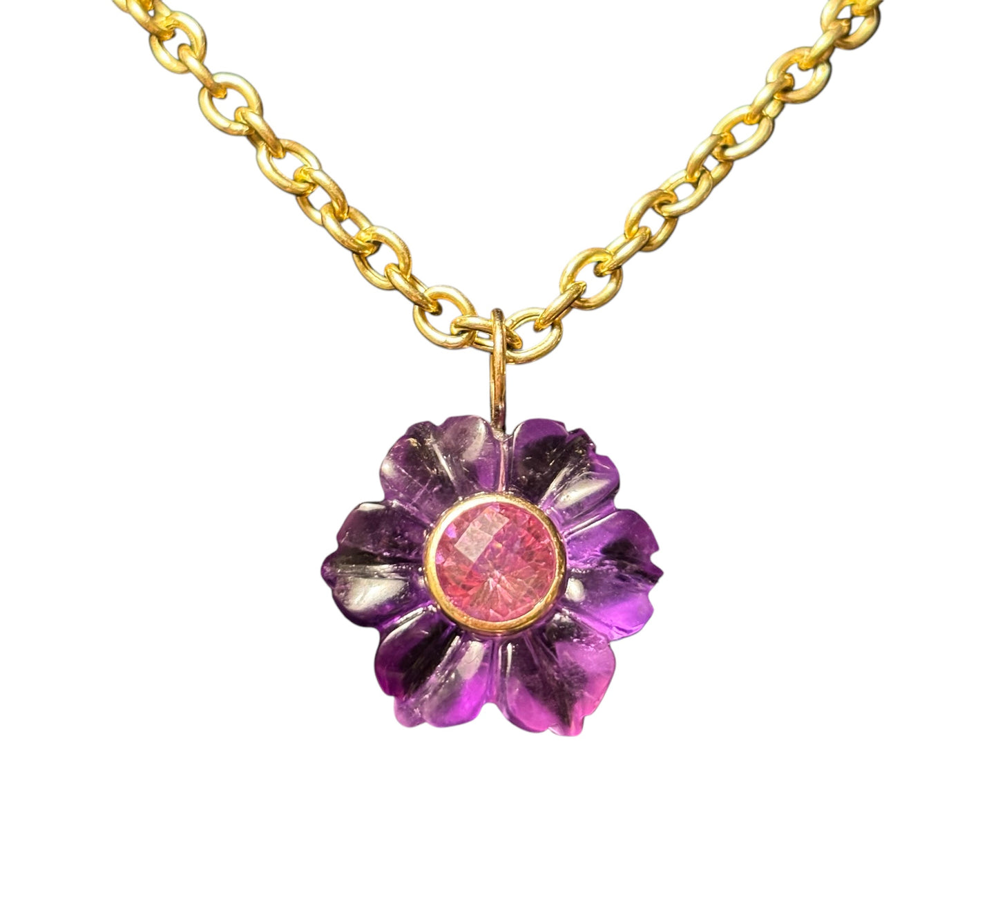 FLORA Pendant, amethyst & pink sapphire