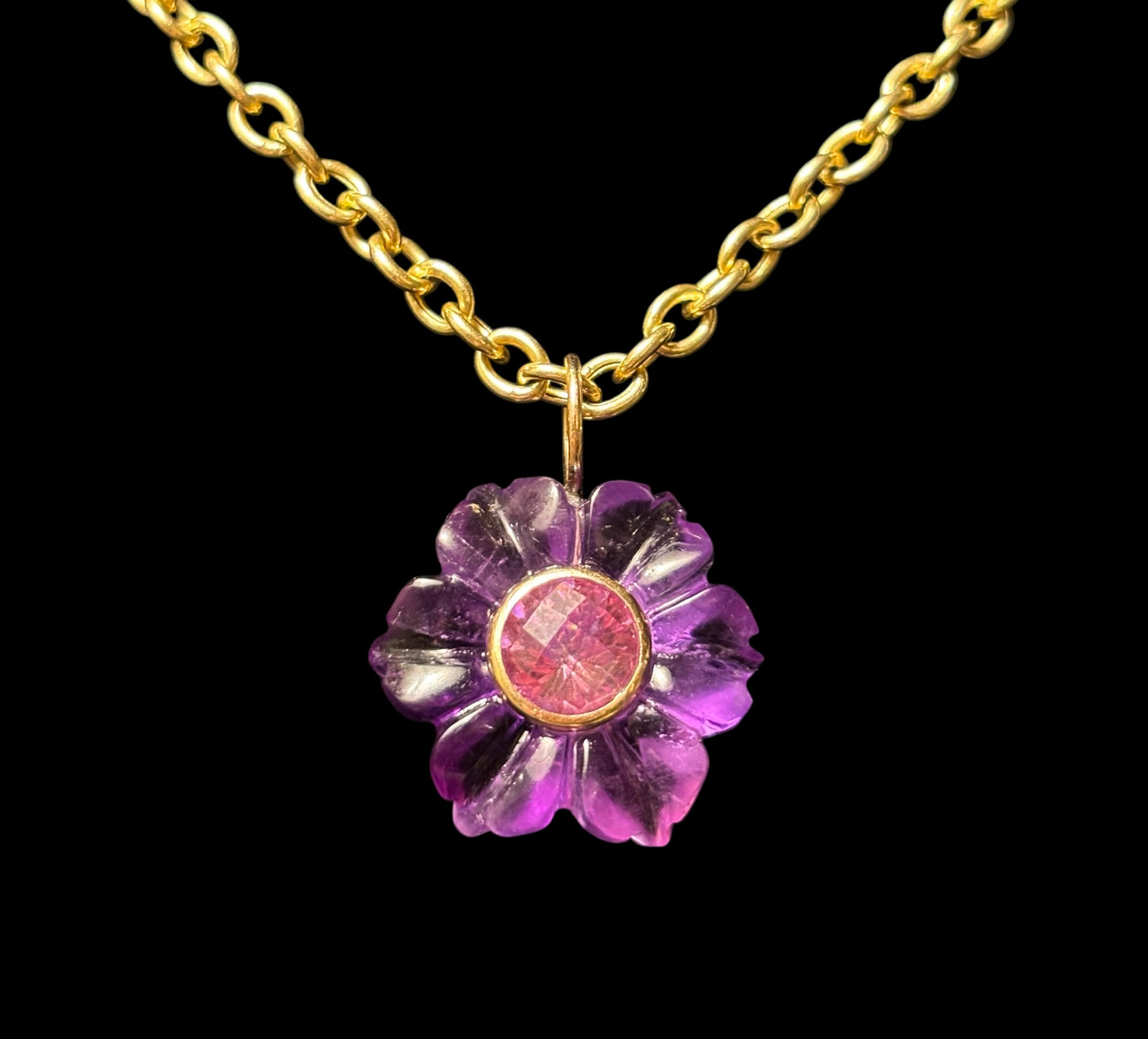 FLORA Pendant, amethyst & pink sapphire