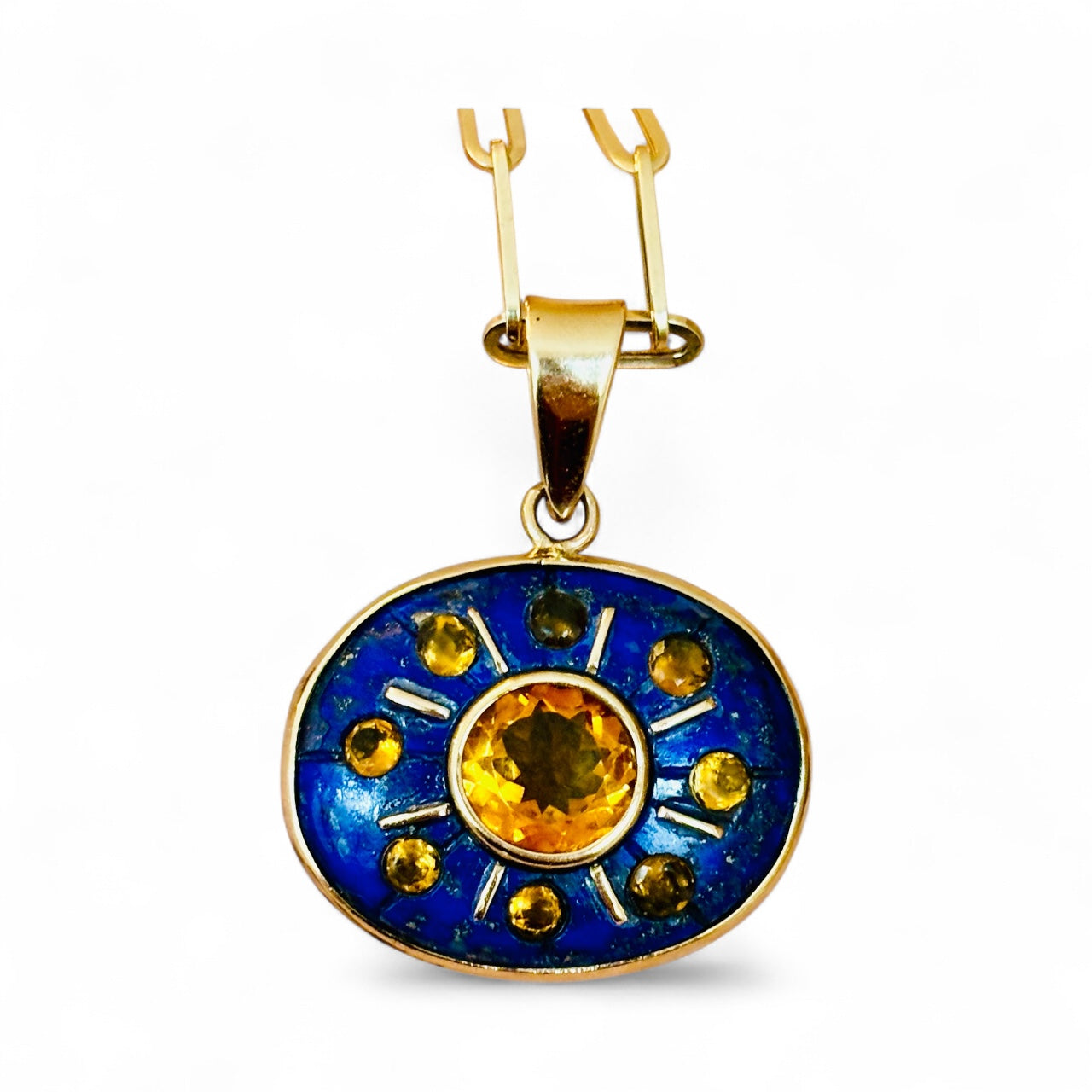 SOL Pendant, Lapis with Citrines