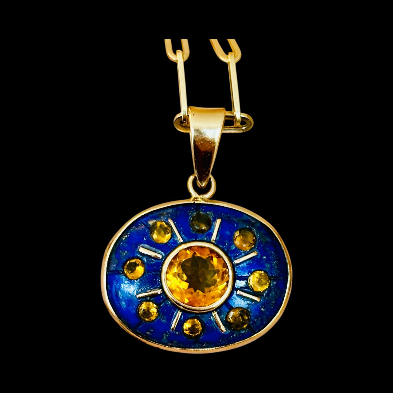 SOL Pendant, Lapis with Citrines
