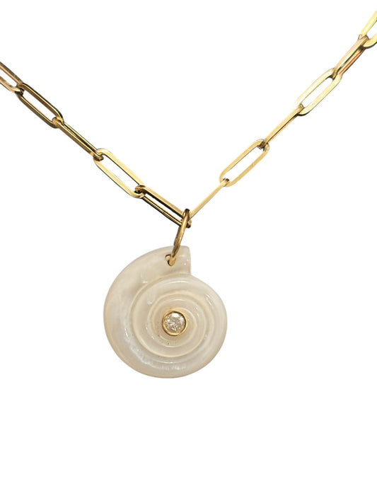 Mother of Pearl Shell with Diamond Pendant