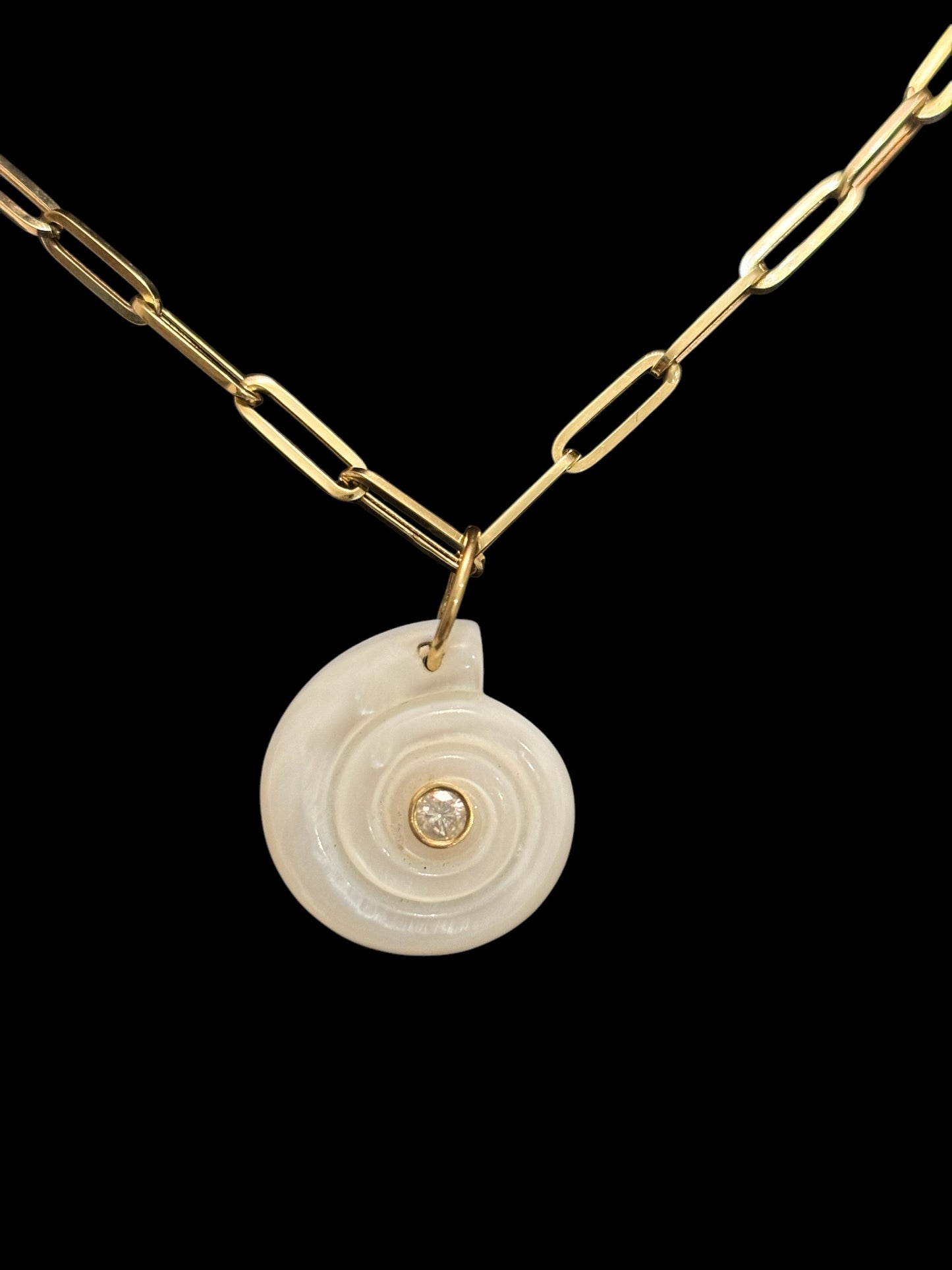 Mother of Pearl Shell with Diamond Pendant