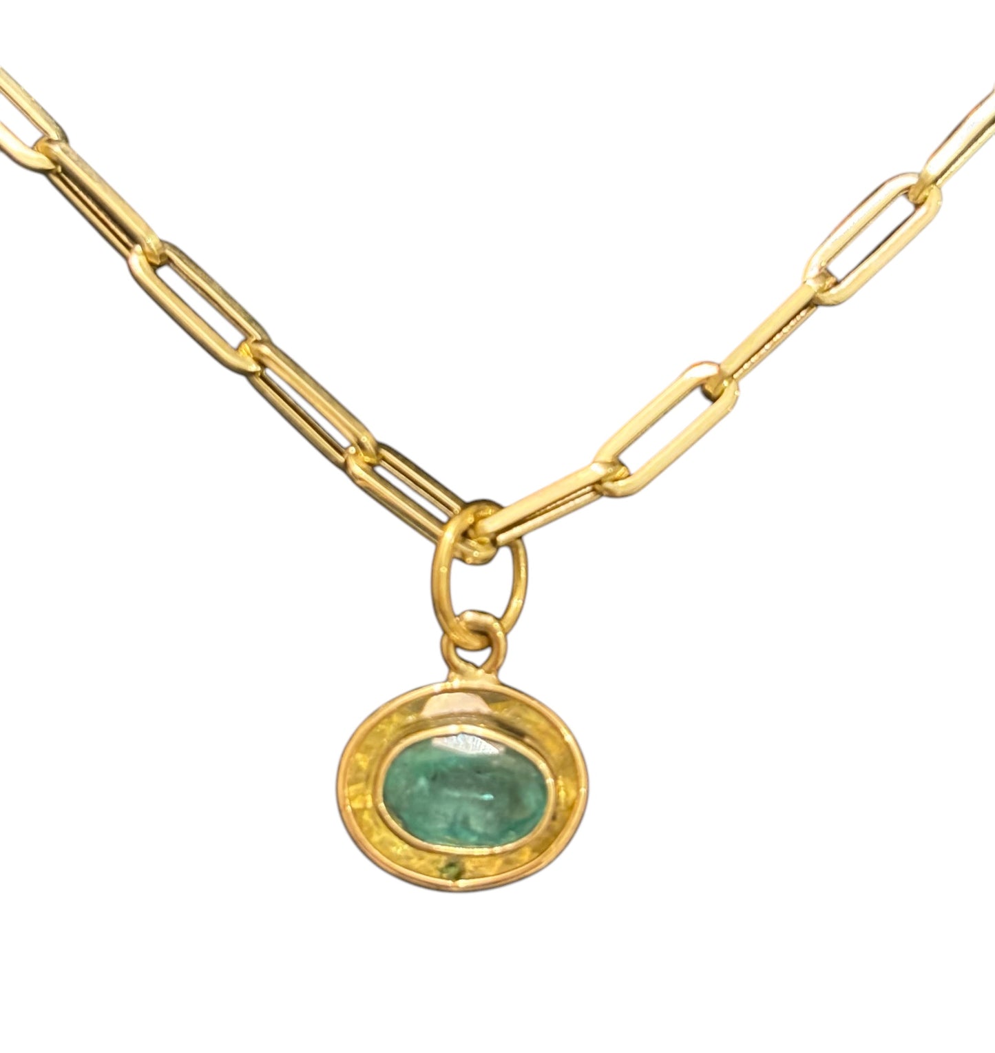 Mini Disco Pendant, citrine & emerald