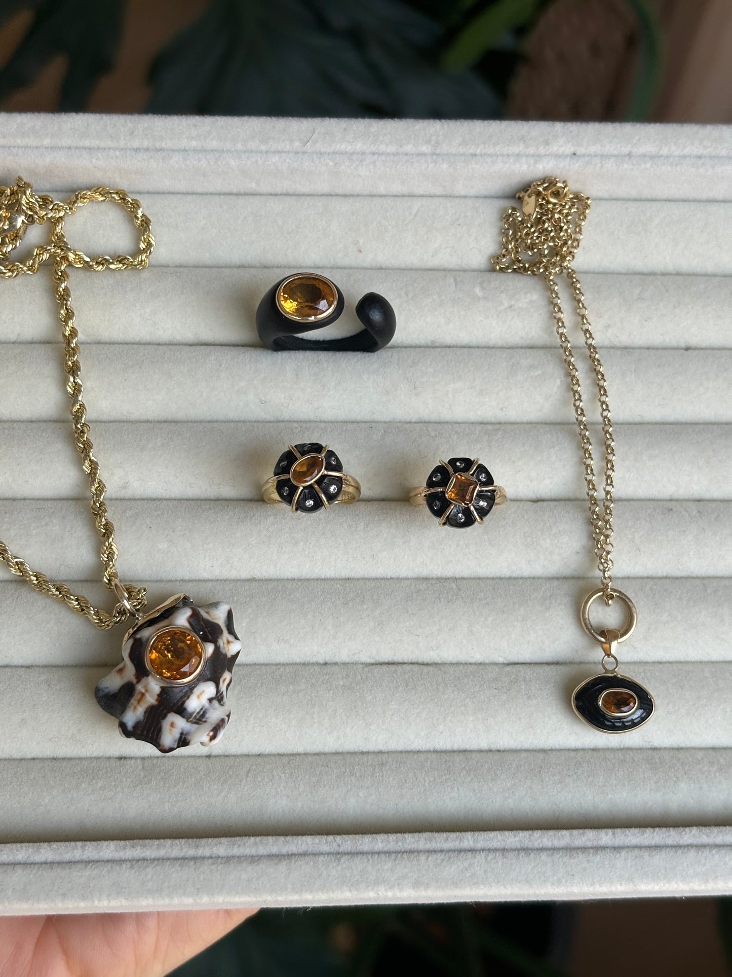 Evil Eye Pendant, black onyx & citrine