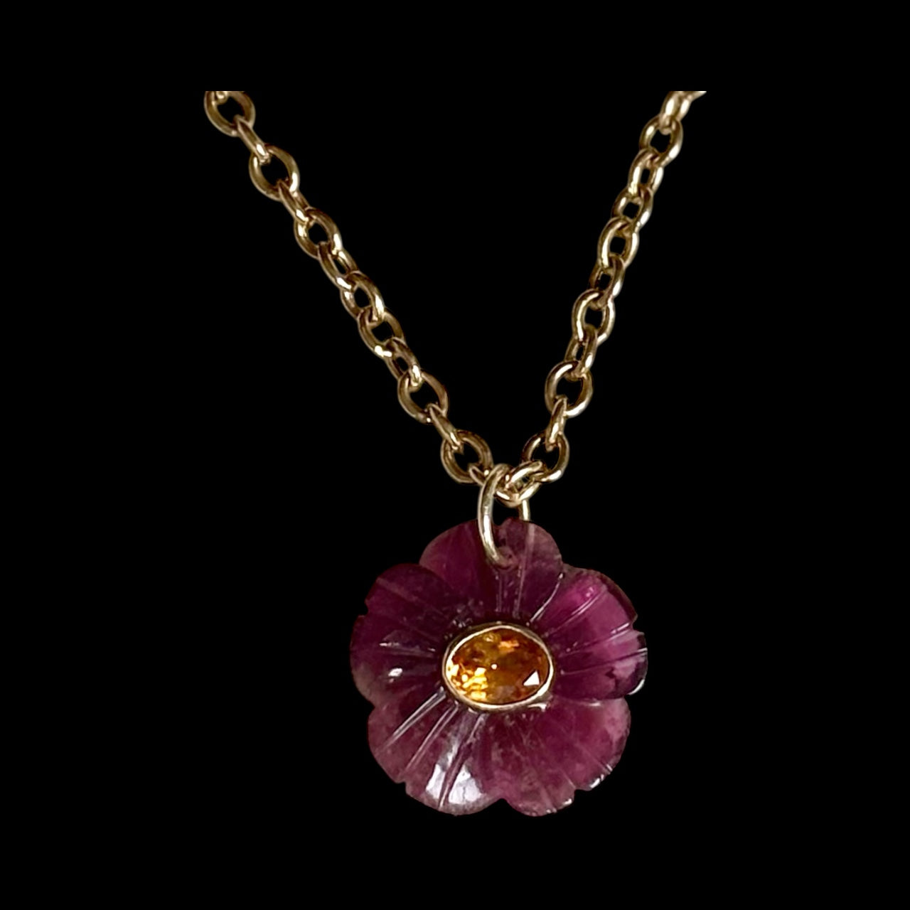 FLORA Pendant: Tourmaline & Mandarin Garnet
