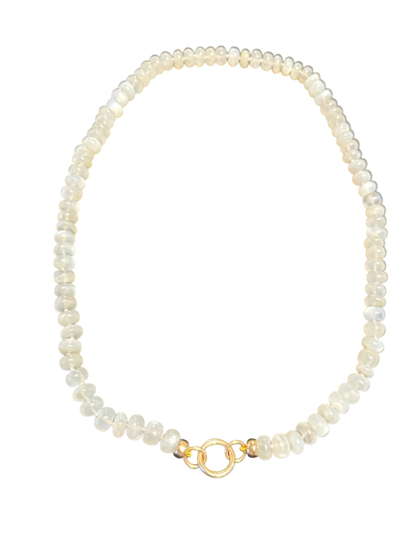 Moonstone & Gold Bead Necklace with charm enhancer