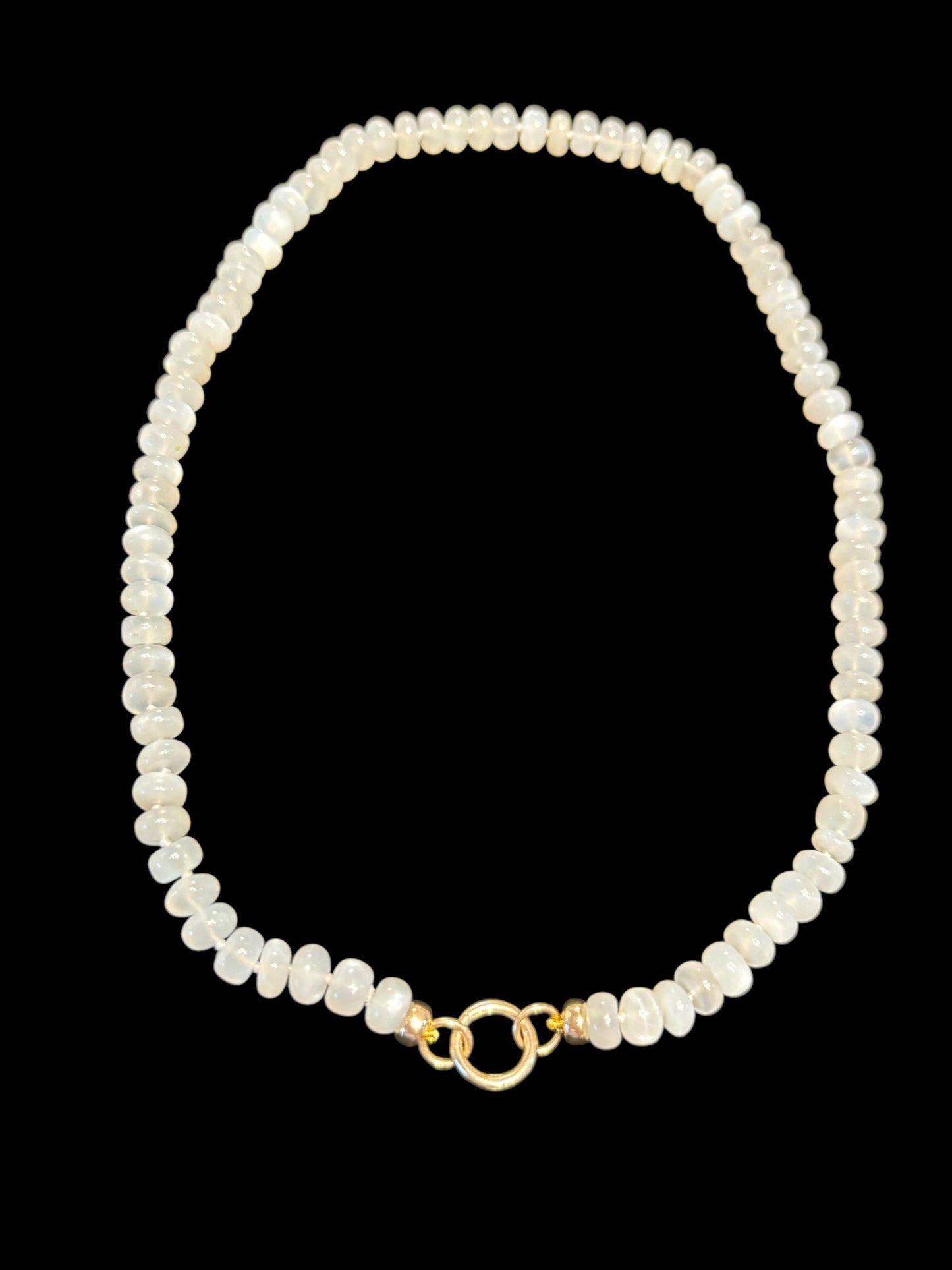 Moonstone & Gold Bead Necklace with charm enhancer