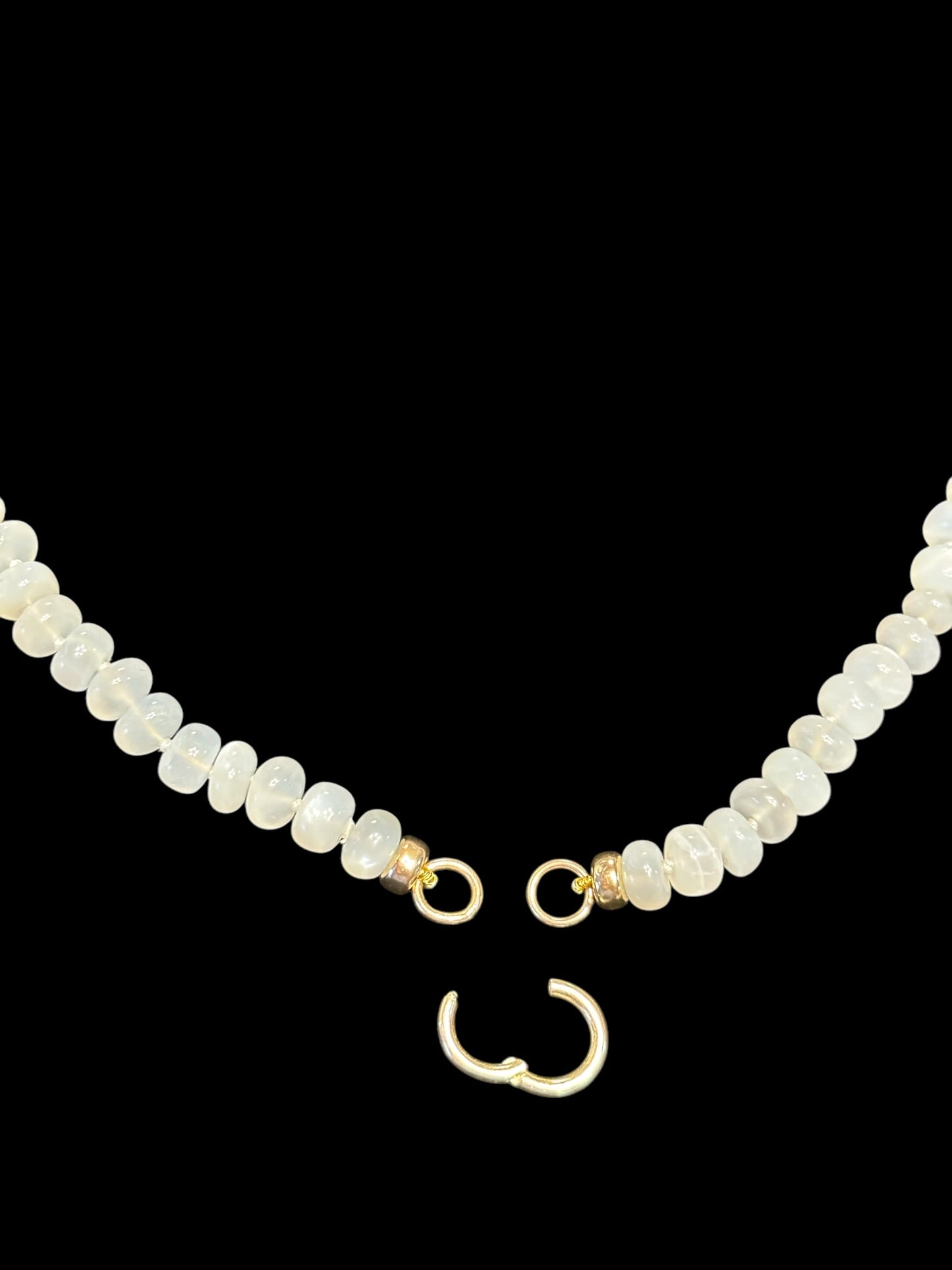 Moonstone & Gold Bead Necklace with charm enhancer