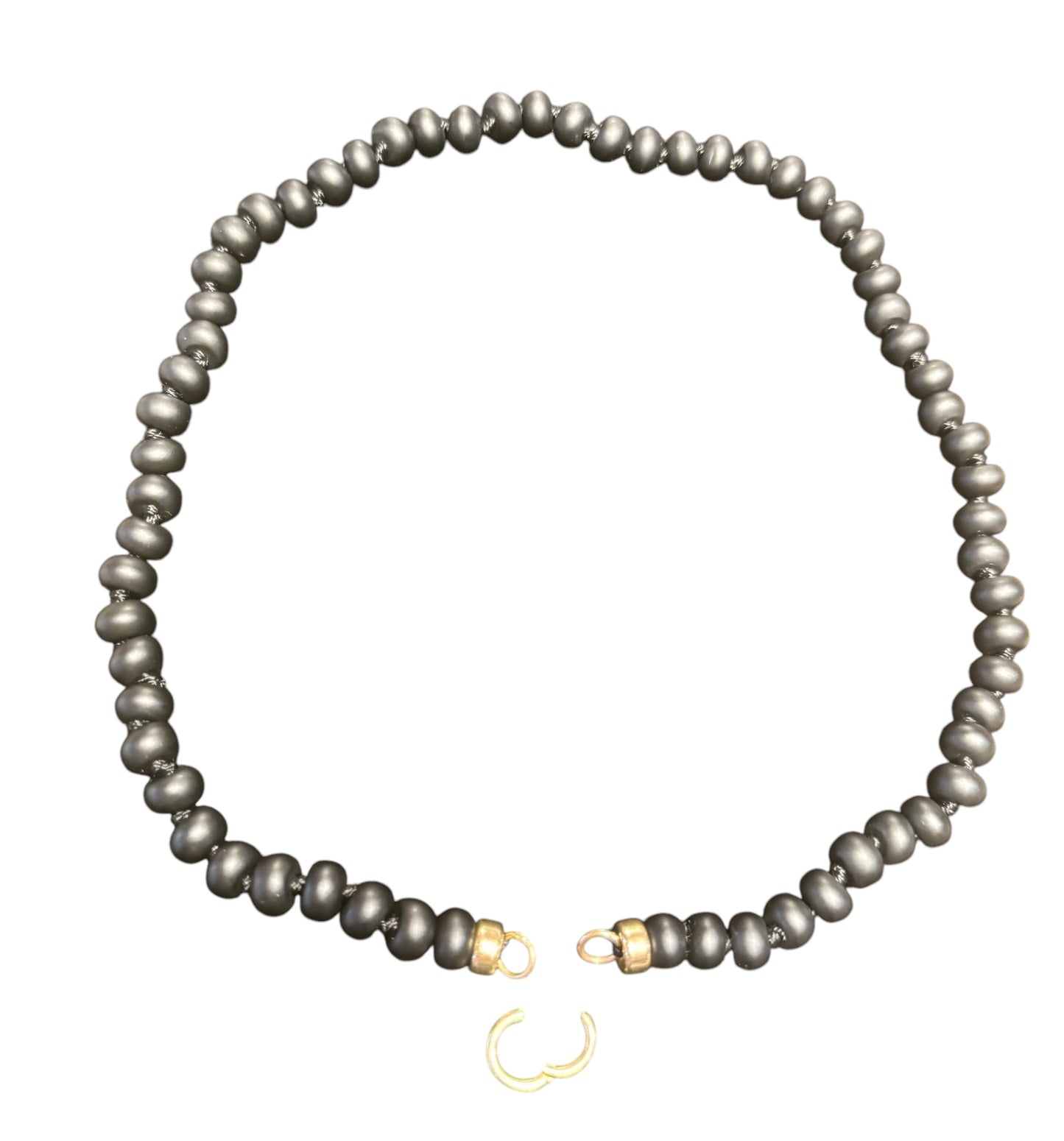 Matte Black Onyx and Gold Bead Necklace with Charm Enhancer