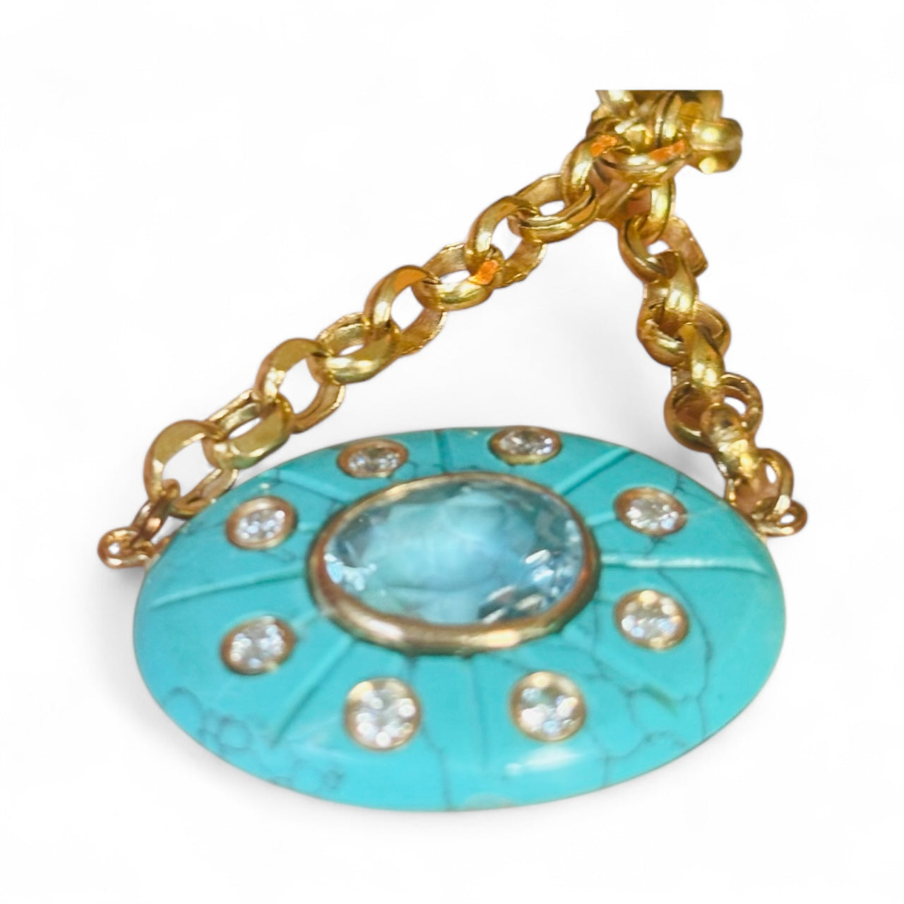 SOL Necklace, Turquoise, Sky Blue Topaz & Diamonds