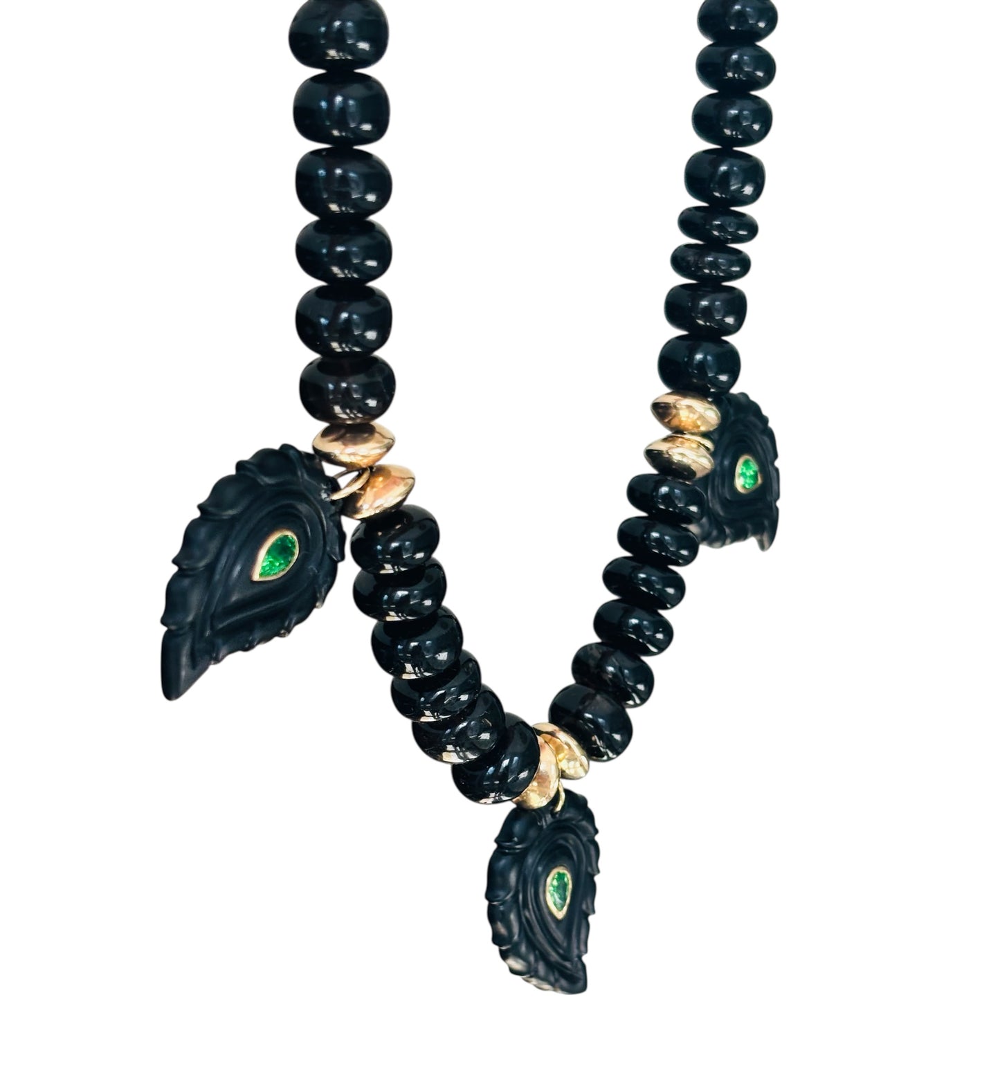 Black Onyx and Tsavorite Paisley Necklace