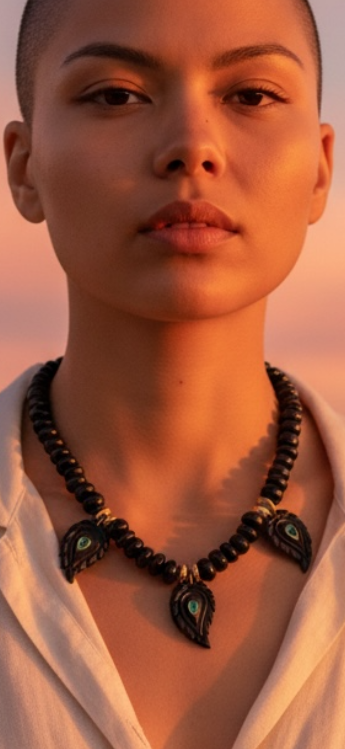 Black Onyx and Tsavorite Paisley Necklace