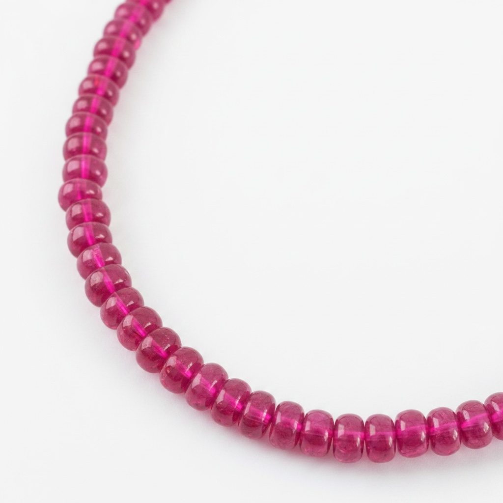 Epic Ruby Rondelle Necklace with 14k Gold, 16-18”