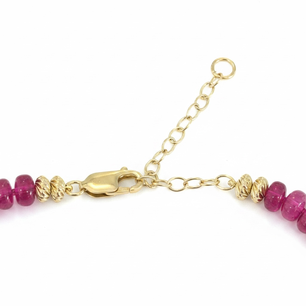 Epic Ruby Rondelle Necklace with 14k Gold, 16-18”