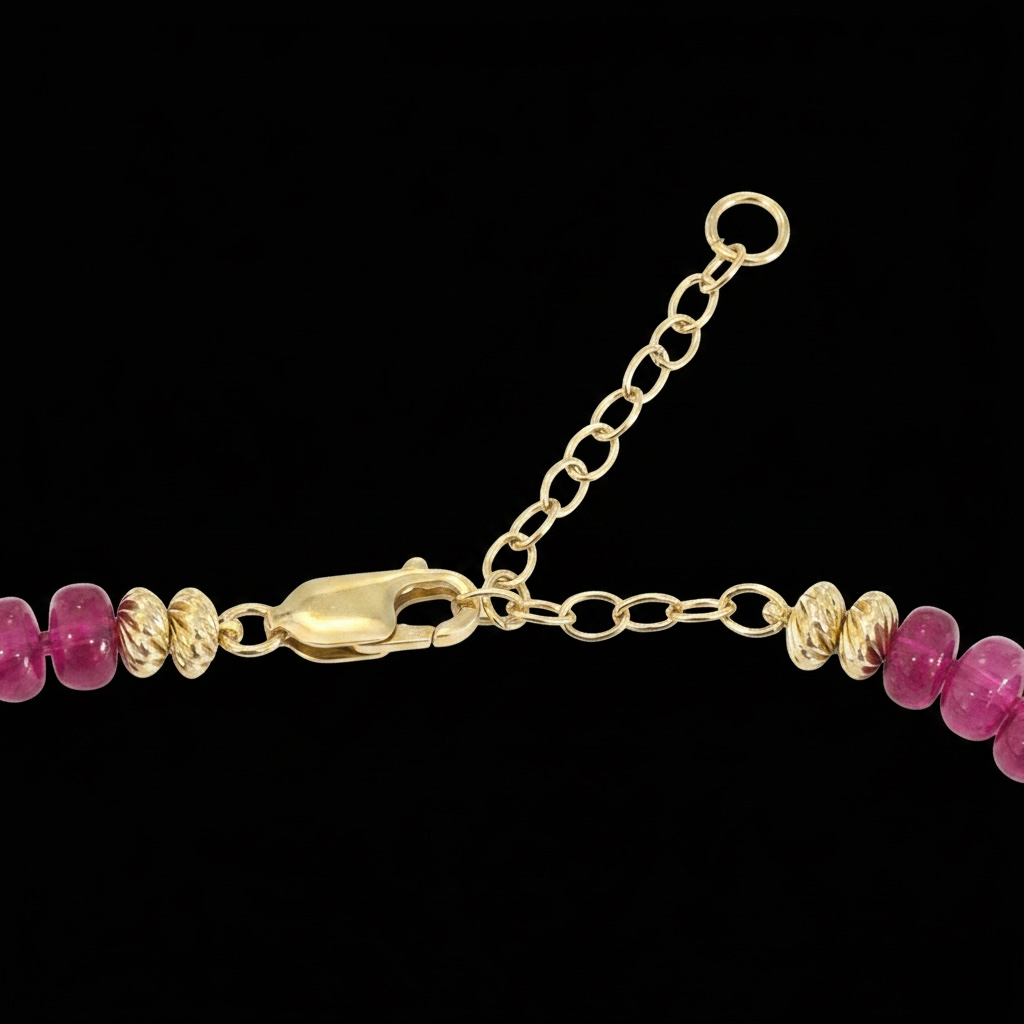 Epic Ruby Rondelle Necklace with 14k Gold, 16-18”