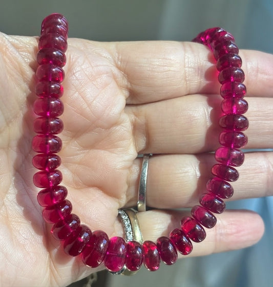 Epic Ruby Rondelle Necklace with 14k Gold, 16-18”