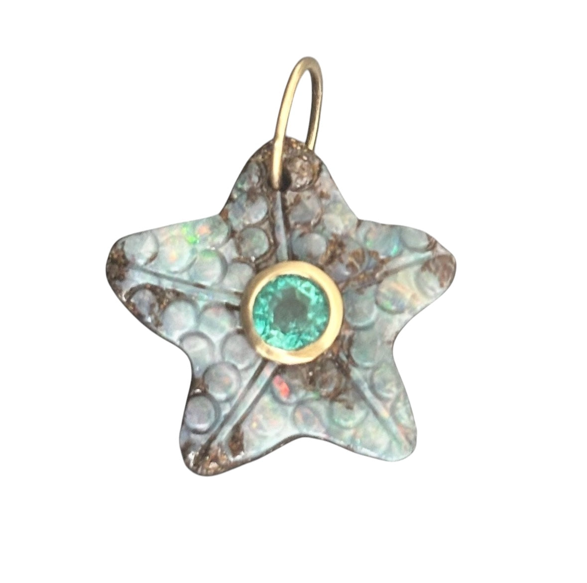 Australian Opal Starfish Pendant with Emerald