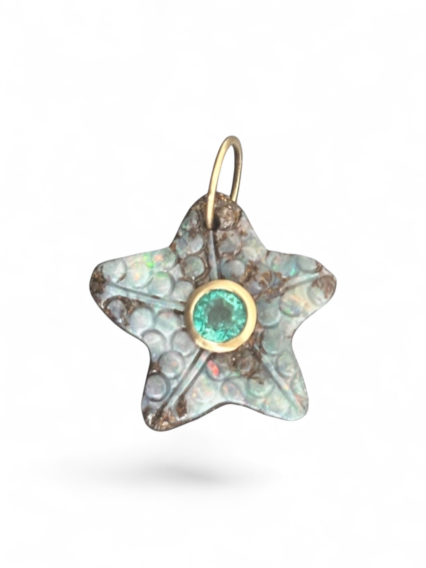 Australian Opal Starfish Pendant with Emerald