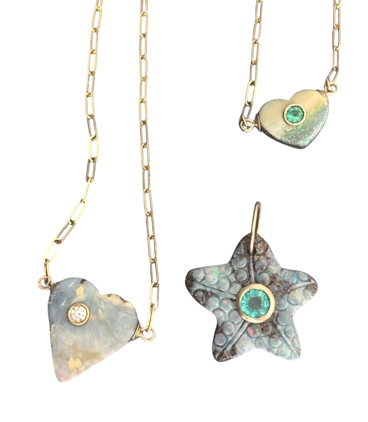 Australian Opal Starfish Pendant with Emerald